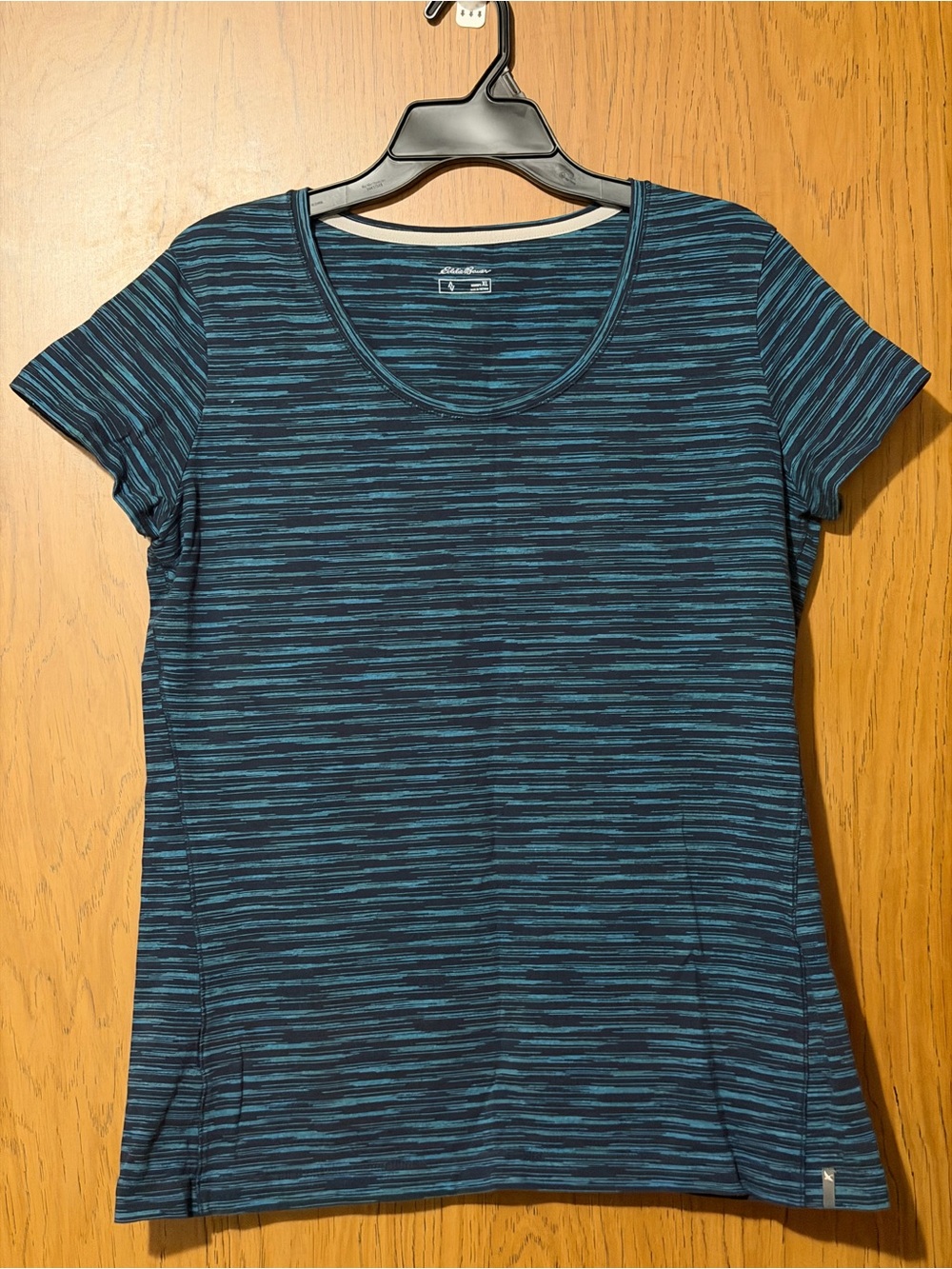 Eddie Bauer Navy & Teal Striped Short Sleeve Tee